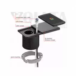 EVOline Square80/ 1x Qi/ 1x блок питания/ 1x зарядное устройство USB/ 1x кабель RJ45/ Белый