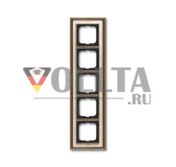 Busch-Jaeger 1725-846 рамка крышки, 5-позиционная рамка античная латунь декор слоновая кость белый
