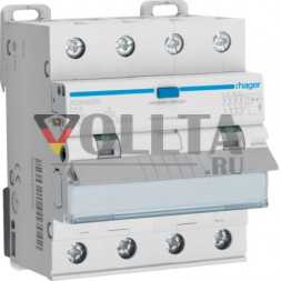 Hager ADX463D FI/LS переключатель 4-полюсный 10kA C13A 0.03AA