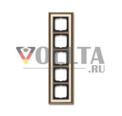 Busch-Jaeger 1725-848 рамка крышки, 5-позиционная рамка латунь античная слоновая кость белый