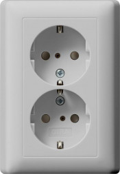 Gira 0783015 2ф SH+полная пластина Sys 55 серая розетка SCHUKO