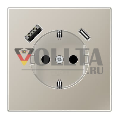 Jung ES1520-15CA-L Шуко розетка с USB Тип AC цвет: благородный метал