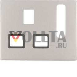 Berker 3313077014 Центральная часть для розеток, британский стандарт, переключаемая, нержавеющая сталь Ber