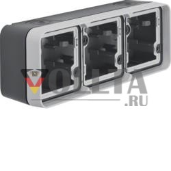 Berker 6019303505 Корпус 3-х полосный горизонтальный, с рамкой AP серый/светло-серый матовый Berker W.1