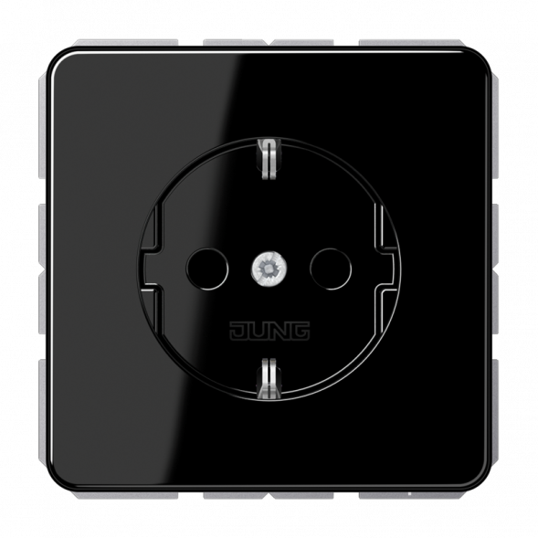 Розетка SCHUKO Jung CD1520NBFKISW, 16 А, 250 В ~, без лапок, встроенная повышенная защита контактов, SAFETY+, термопластик, серия CD, черный цвет