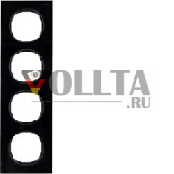 Berker 10142616 рамка 4-х сторонняя, плоская, R.8, черное стекло