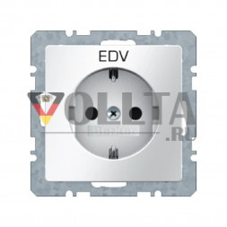 Berker 47436009 Q1 SCHUKO-розетка 16А, со штампом EDV (электронная обработка данных) цвет: черный цвет:полярная белизна
