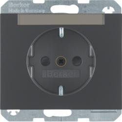 Berker 47387006 Розетка SCHUKO с полем для надписи антрацит, матовая Berker K.1