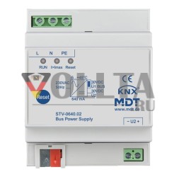 MDT STV-0640.02 Источник питания системы KNX, 640мА, 4TE, REG, 640мА