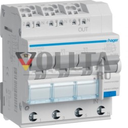 Hager ADZ360D FI/LS переключатель 1-полюсный+N 6kA C10A 0.03AA