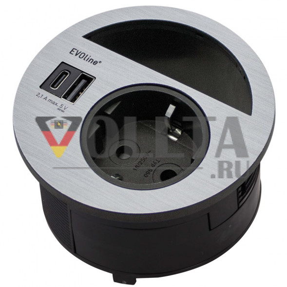 EVOline Circle80 / Нержавеющая сталь / питание / USB CC / кабельный вывод