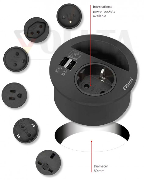 EVOline Circle80 / Нержавеющая сталь / питание / USB CC / кабельный вывод