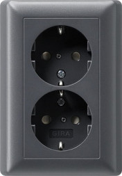 Gira 078328 System55 SCHUKO-Двойная розетка, 16А, цвет:антрацит