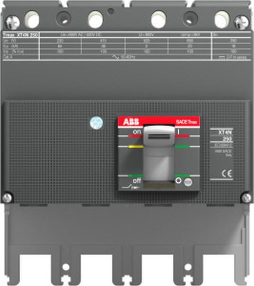 ABB Stotz-Kontakt XT4N 250 ВЫКЛЮЧАЮЩАЯ ЧАСТЬ 4p FF, XT4N 250 4P FF Компактный автоматический выключатель Tmax XT4 с передними клеммами, 1SDA068178R0001