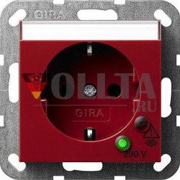 Gira 045102 System55 SCHUKO-розетка 16А, цвет: красный, тон:глянец