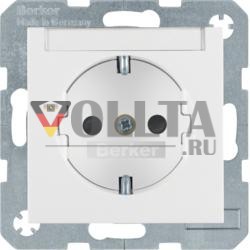 Berker 47491909 Розетка SCHUKO с полем для надписи полярно-белый матовый Berker S.1/B.3/B.7