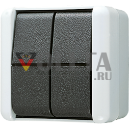 Jung 835W двойная кнопка, 2 замыкающих контакта 250 В ~, IP 44, WG 800