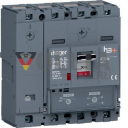 Автоматический выключатель Hager HMS081DC h3+ P160 4P4D 80A 50kA