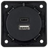 Berker 926202505 USB-розетка 230В, двойная, 3A, типы A+C, серия Integro Flow, антрацит матовый