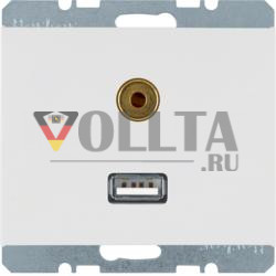 Berker 3315397009 Аудиоразъем USB/3,5 мм полярная белизна, глянцевый Berker K.1