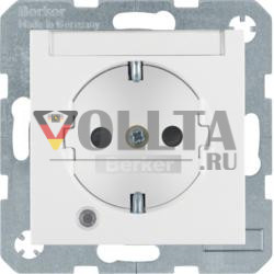 Berker 41101909 Розетка SCHUKO с контрольным светодиодом и полем для надписи, цвет полярная белизна матовый Berker S.