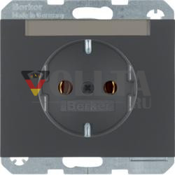Berker 47397006 Розетка SCHUKO с полем для надписи антрацит, матовая Berker K.1