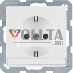 Berker 47496089 розетка SCHUKO с полем для надписи полярно-белый включая Berker Q.1/Q.3