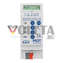 MDT AKK-04FC.03 Переключающий привод 4-ходовой, 2TE, REG, 16A, 70, 10EVG, 230VAC, компактный, фанкойл