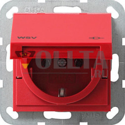 Gira 010402 System55 SCHUKO-розетка  16А, c откидная крышка,  для WSV цвет: красный, тон:глянец