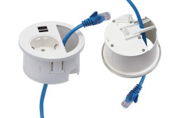 Крышка EVOline Circle80 / RJ45 / 3 кабельных вывода