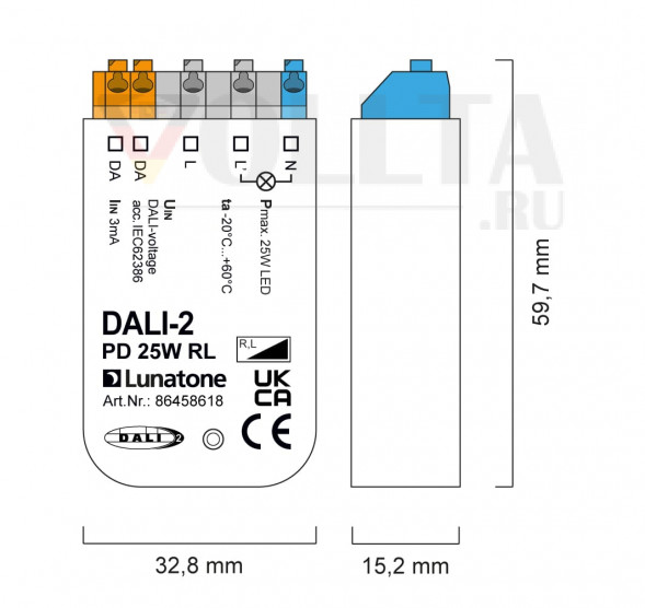 Lunatone 86458619-25U Фазовый диммер с DALI управляющий вход R L C 3-25W