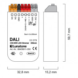 LUNATONE 86458911-350 DALI LED диммирующий привод CC DT8 UP | TW, 350 мА