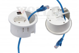 Крышка EVOline Circle80 / Мультимедиа USB 3.0 / 3 выхода для кабелей