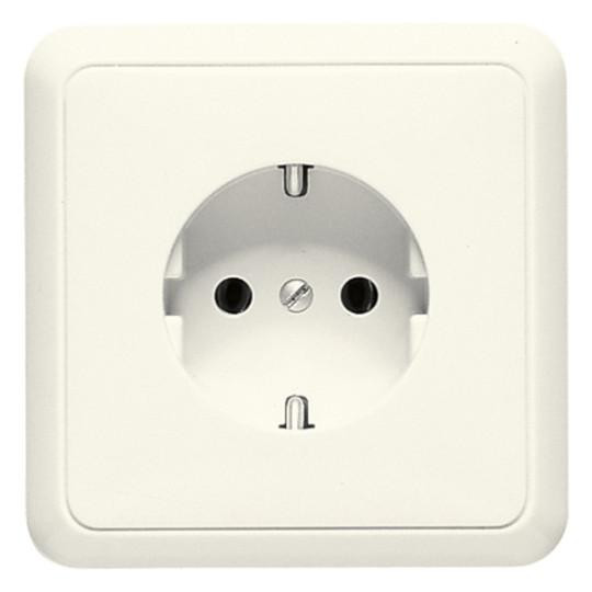 Розетка SCHUKO Jung 5520KI, 16 А 250 В ~, встроенная повышенная защита от прикосновений, SAFETY+, с рамкой, Дюропласт, серия CD, белая