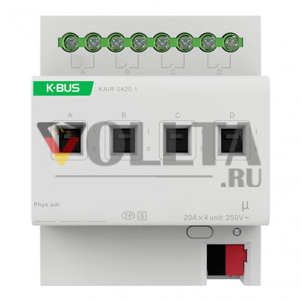 GVS 88188643 KNX-переключающий актуатор | 4-х канальный, 20А, с ручным управлением