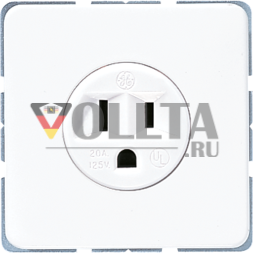 Розетка Jung CD521-15WW, американский стандарт NEMA, 15 А 125 В ~, винтовые клеммы, без лапок, термопластик, серия CD, альпийский белый