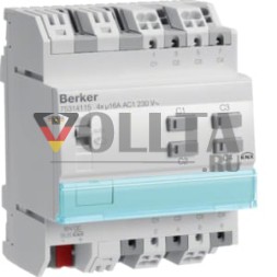 Berker 75314115 Выключатель/актуатор жалюзи 4-/2-позиционный REG 16 A светло-серый KNX