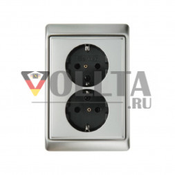 Berker 47299004 Arsys SCHUKO-Двойная розетка, 16А, безопасная для тедей,цвет: благородная сталь