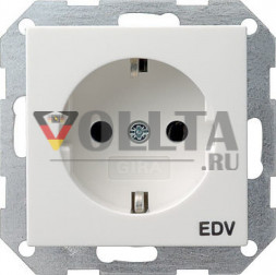 Gira 045827 System55 SCHUKO-розетка  16А, со штампом EDV (электронная обработка данных) цвет:чисто белый, тон: матовый