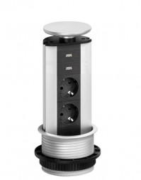 Зарядное устройство EVOline Port USB / черное / 2 выдвижных разъема / 2 порта USB