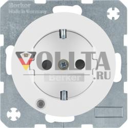 Berker 41102089 Розетка SCHUKO с контрольным светодиодом полярно-белый, глянцевый Berker R.1/R.3