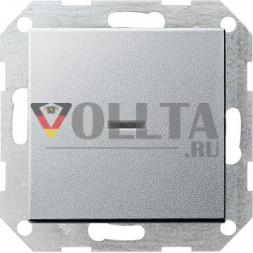Gira 012226 System55 Контрольный выключатель с подсветкой, 10А, двухполюсной выключатель цвет: алюминевый