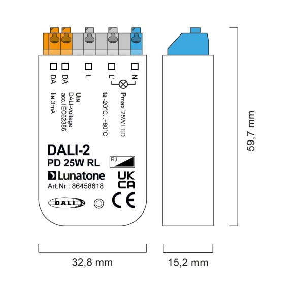 Lunatone 86458618 DALI Фазовый диммер 3-25W Фазовый контроль