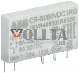 ABB Stotz-Kontakt CR-S005VDC1R, вставное интерфейсное реле 1We, A1-A2=5VDC, выход=6A/250VAC, 1SVR405501R1010