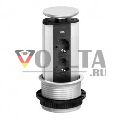 Зарядное устройство EVOline Port USB / нержавеющая сталь / 2 выдвижных разъема / 1 порт USB