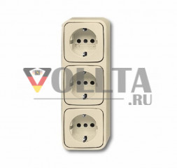 Busch-Jaeger 2300-03EAP Duro2000 AP SCHUKO-розетка 16А,3 группы, цвет: кремово-белый