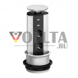 Зарядное устройство EVOline Port USB / белое / 2 выдвижных разъема / 2 порта USB