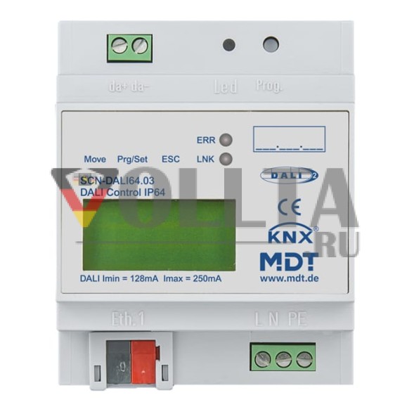 Интегрированный модуль управления цветом MDT SCN-DALI64.03 4TE REG Шлюз IP DaliControl