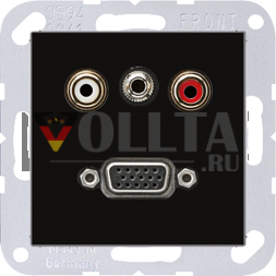 Система мультимедийного подключения Jung MAA1072SW Cinch audio / mini jack 3,5 мм / VGA, Series A, черный