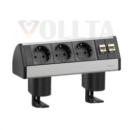 Док-станция EVOline Dock DATA SMALL / 3 разъема питания / 2 разъема RJ45 / 2 зажима / черный